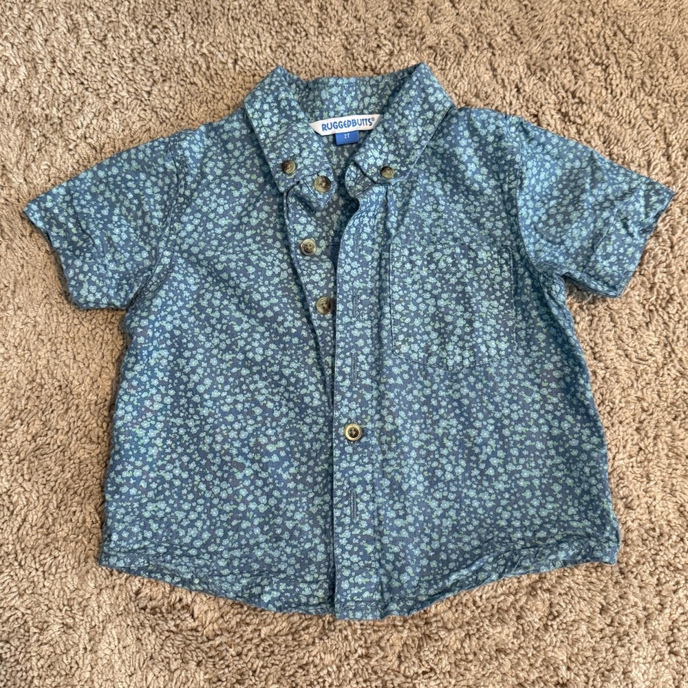 Blue Button Down Shirt Lightweight Cotton Casual